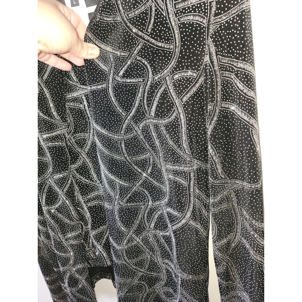 Xscape by Joanna Chen Black Silver Glitter Rhinestone 2 Piece Cardigan Set L - Picture 5 of 11